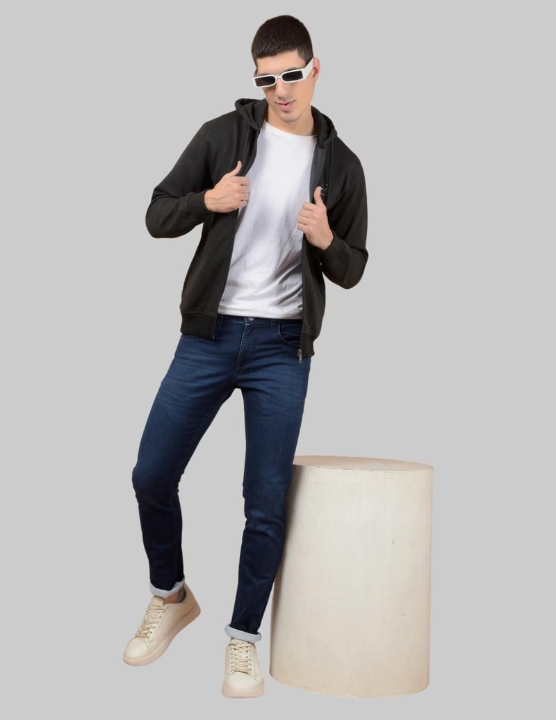 Dollar Mens Hoodie with Full Zipper Black - Image 5