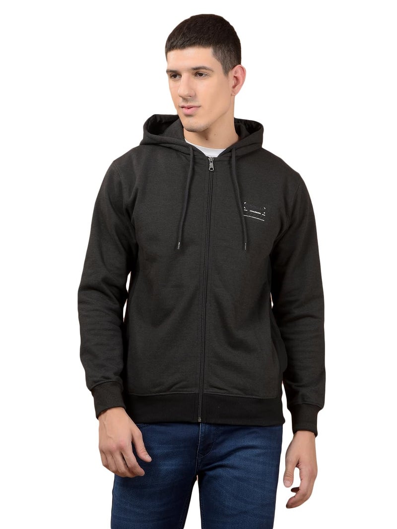 Dollar Mens Hoodie with Full Zipper Black - Image 1