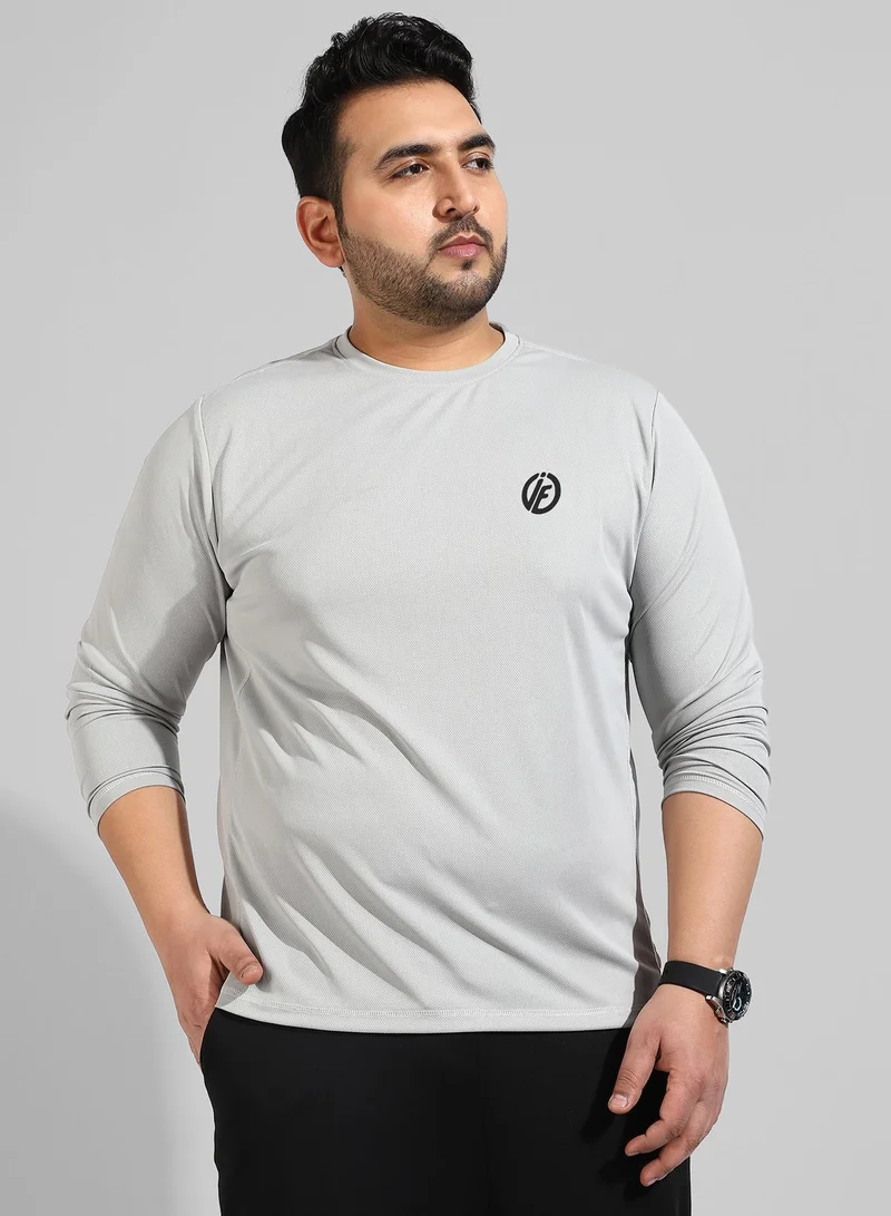 Instafab Plus Men's Solid Grey Regular Fit Activewear T-Shirt