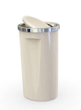 Chrome plated trash can made of hard plastic material with swing lid & handel 35 liter size (30 * 56) cm beige - pzsku/Z93A9F383205DFD5871CEZ/45/1742819354/7701c0a8-9684-452b-80e6-03db7a1699e2