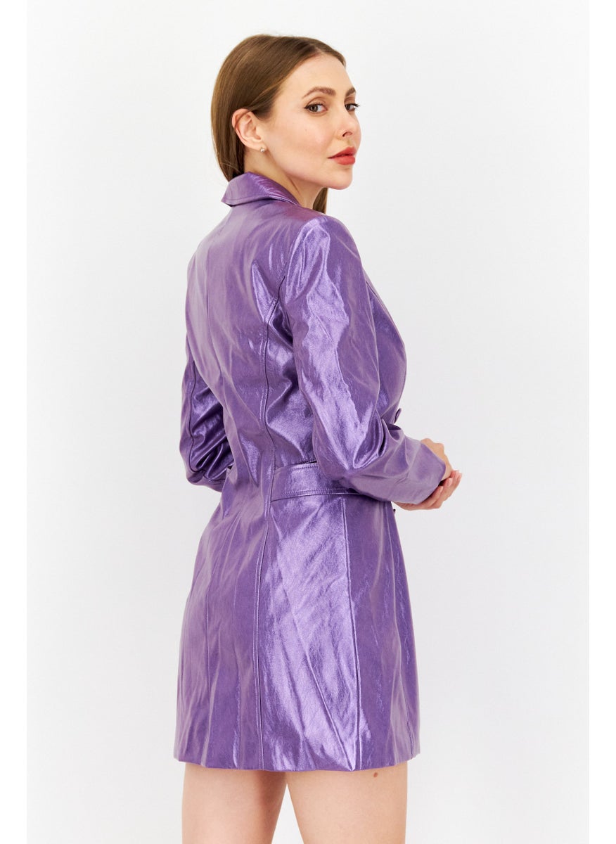 RIVER ISLAND Women Solid Cut Out Blazer Mini Dress, Purple  - Image 4