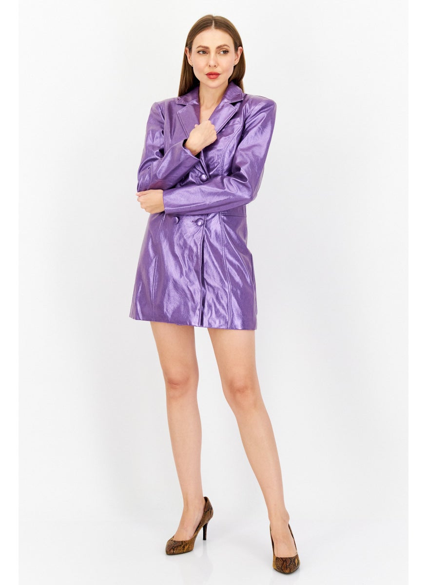RIVER ISLAND Women Solid Cut Out Blazer Mini Dress, Purple  - Image 3