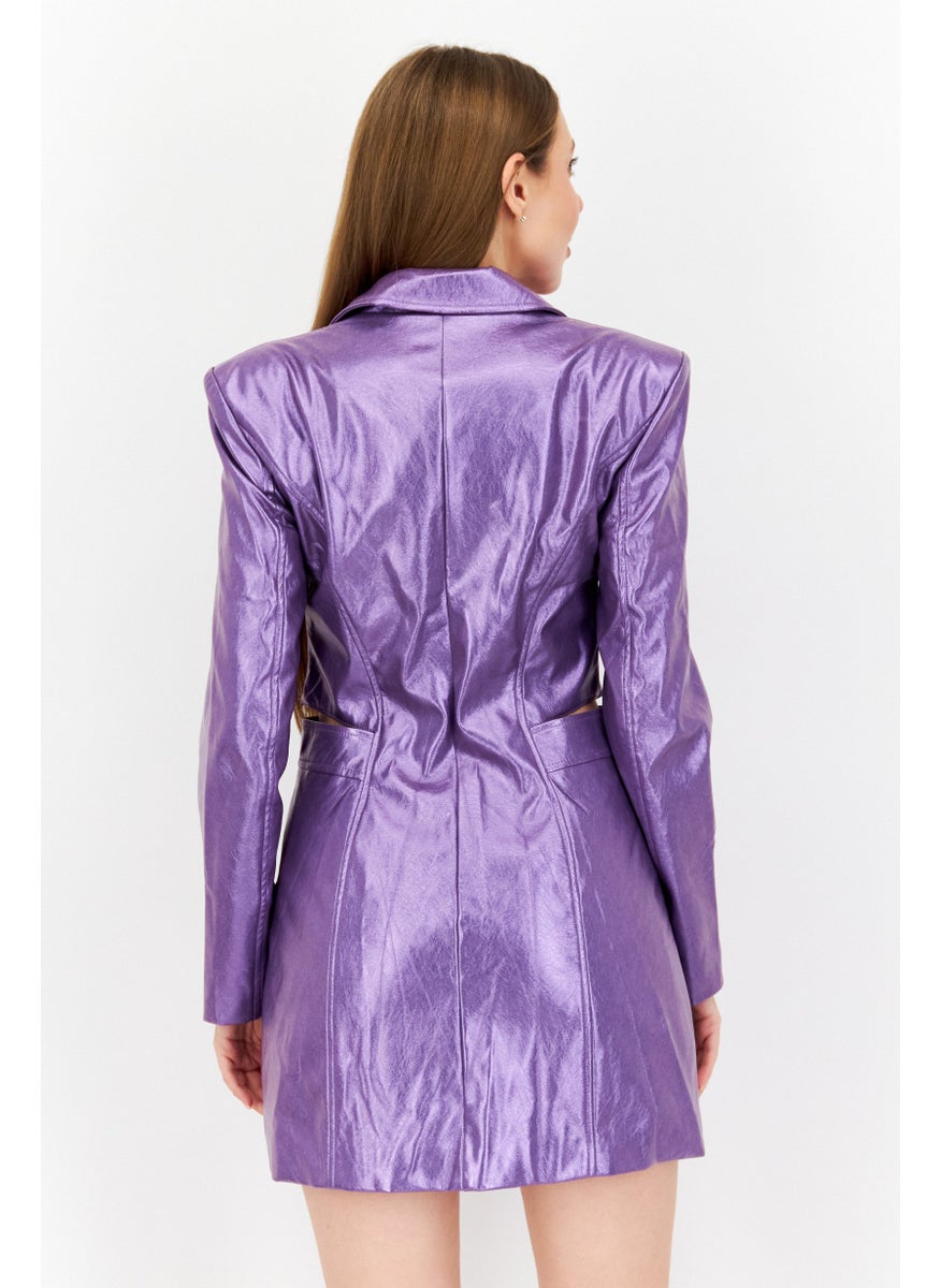 RIVER ISLAND Women Solid Cut Out Blazer Mini Dress, Purple  - Image 2