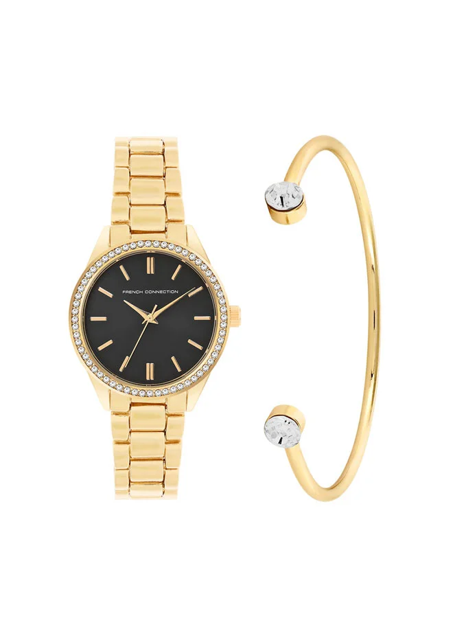 French Connection 33.5mm Women's Quartz Watch with Black Dial
