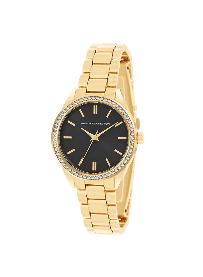 فرنش كونكشن 33.5mm Women's Quartz Watch with Black Dial