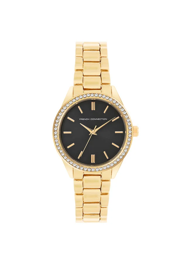 فرنش كونكشن 33.5mm Women's Quartz Watch with Black Dial
