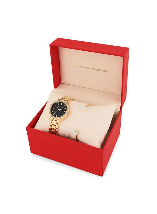 French Connection 33.5mm Women's Quartz Watch with Black Dial