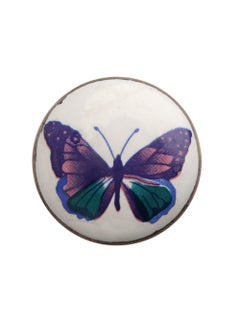 HOBKNOBS Hobknobs Ceramic Butterfly Print Knobs Featuring NickelPlated finish and vibrant Green Blue Gemini colors perfect for cabinets drawers wardrobes and kids room Stylish durable Pack of 1  - Image 2