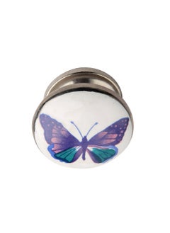 HOBKNOBS Hobknobs Ceramic Butterfly Print Knobs Featuring NickelPlated finish and vibrant Green Blue Gemini colors perfect for cabinets drawers wardrobes and kids room Stylish durable Pack of 1  - Image 3