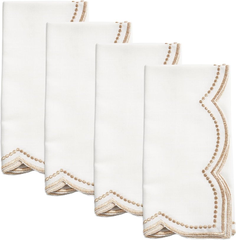 Saro Lifestyle Embroidered Polka Dot Napkin wScallop Edge Set of 4 - Image 3