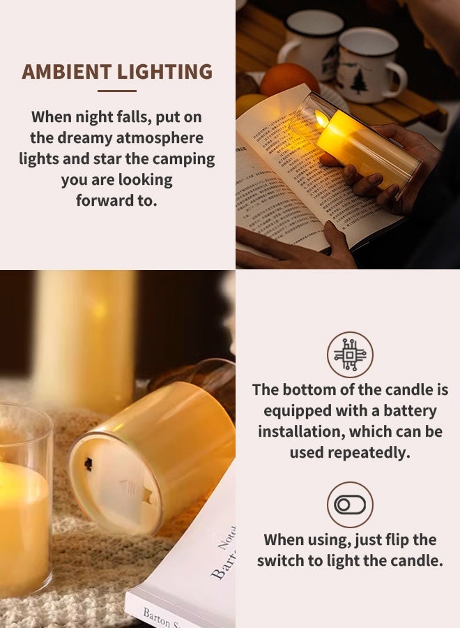 Flickering Flame LED Candles Warm Romantic Tea Light Candle Elegant Pillar Candle Electronic Fake Candle with Button Cell & Realistic Wick Flameless Candle Set for Cozy Atmosphere - Image 5