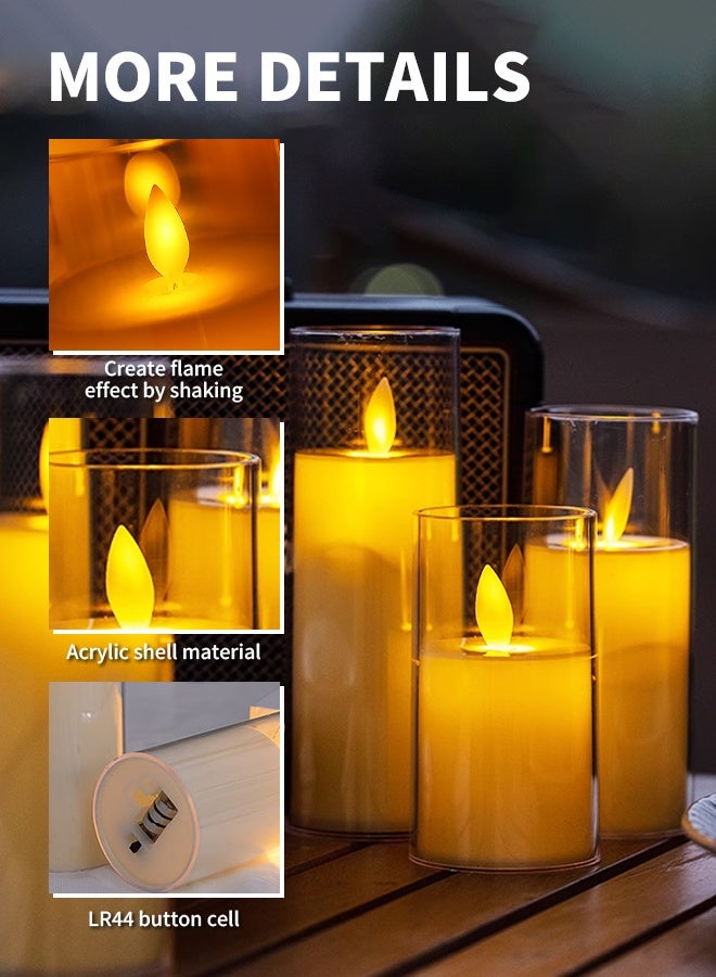 Flickering Flame LED Candles Warm Romantic Tea Light Candle Elegant Pillar Candle Electronic Fake Candle with Button Cell & Realistic Wick Flameless Candle Set for Cozy Atmosphere - Image 4
