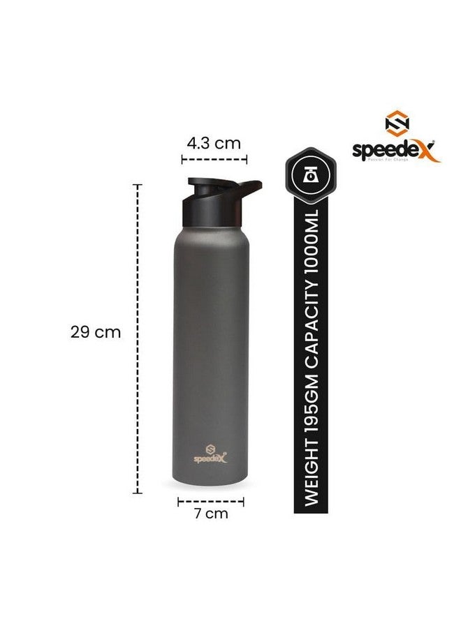 Speedex Stainless Steel Dark Grey Water Bottle 1 Litre with Sipper Cap | Leak Proof & BPA Free | Fridge Safe Bottle for School, Gym, Office | For Boys, Girls, Men, Women, Kids - Image 3