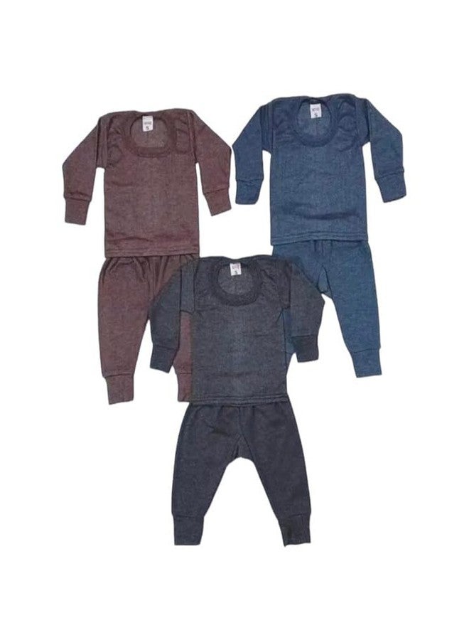 BONUM New Latest Winter Wear Thermal Innerwear Top & Full Pant Woolen Warmer Combo Set for Girls Boys, Kids Unisex Body Warmer Thermal (Set of 3) - Image 1