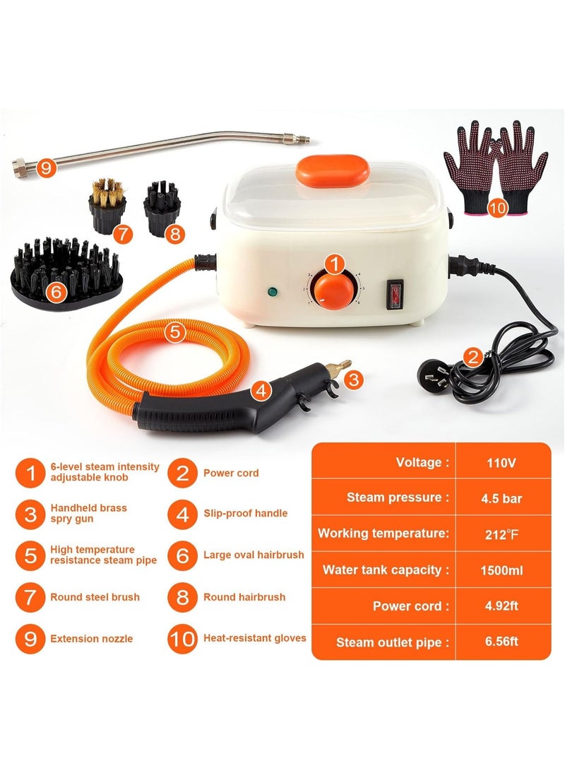 ارواق منظف ​​بالبخار محمول باليد، آلة تنظيف بالبخار بالضغط العالي، باخرة للأجهزة المنزلية متعددة الأغراض مع 3 رؤوس فرشاة للحمام والمطبخ - Image 2