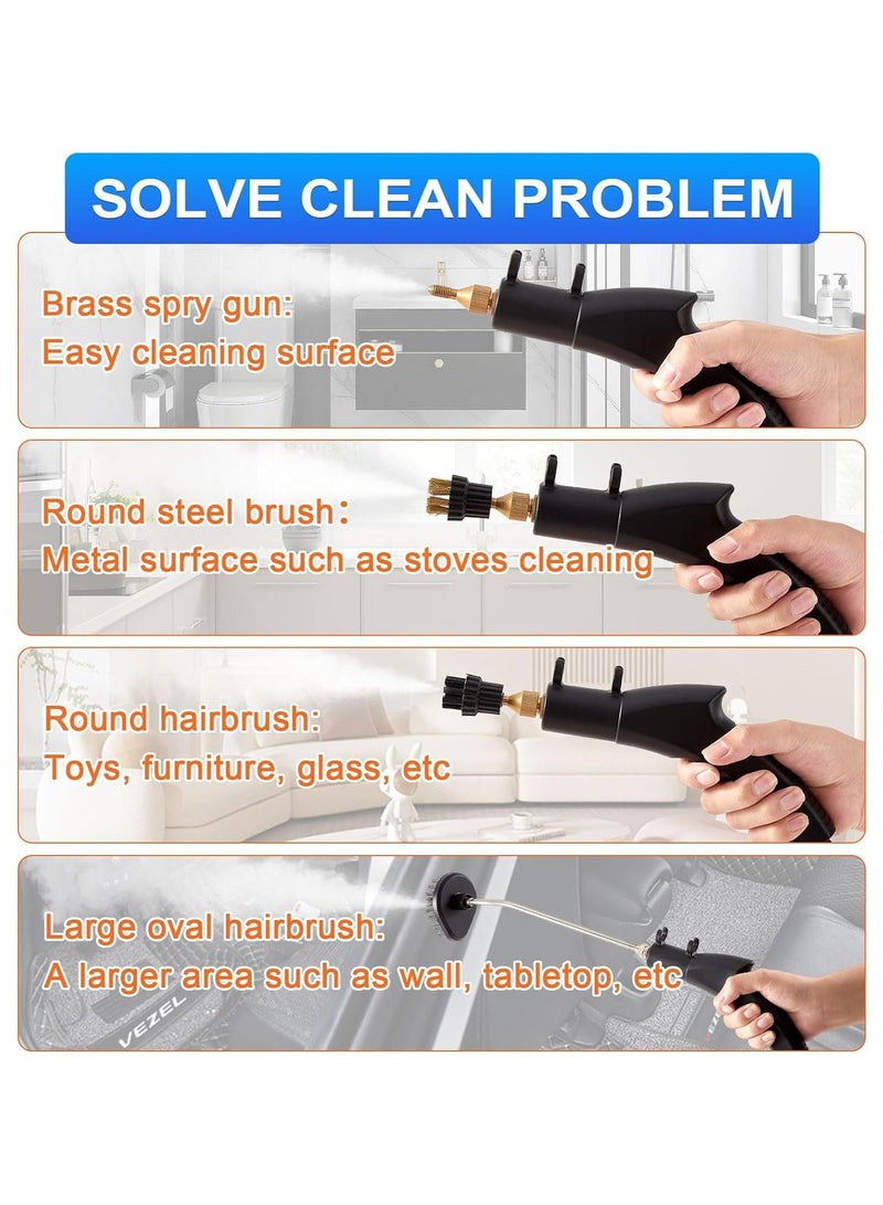 ارواق منظف ​​بالبخار محمول باليد، آلة تنظيف بالبخار بالضغط العالي، باخرة للأجهزة المنزلية متعددة الأغراض مع 3 رؤوس فرشاة للحمام والمطبخ - Image 5