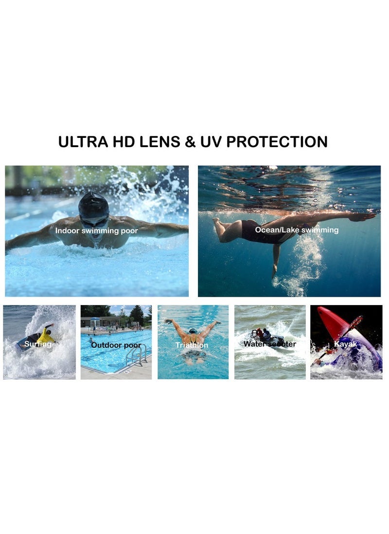 Whale Professional Adult Anti-fog UV protection Lens Men Women Swimming Goggles Waterproof Adjustable Silicone swim (Red) - Image 2