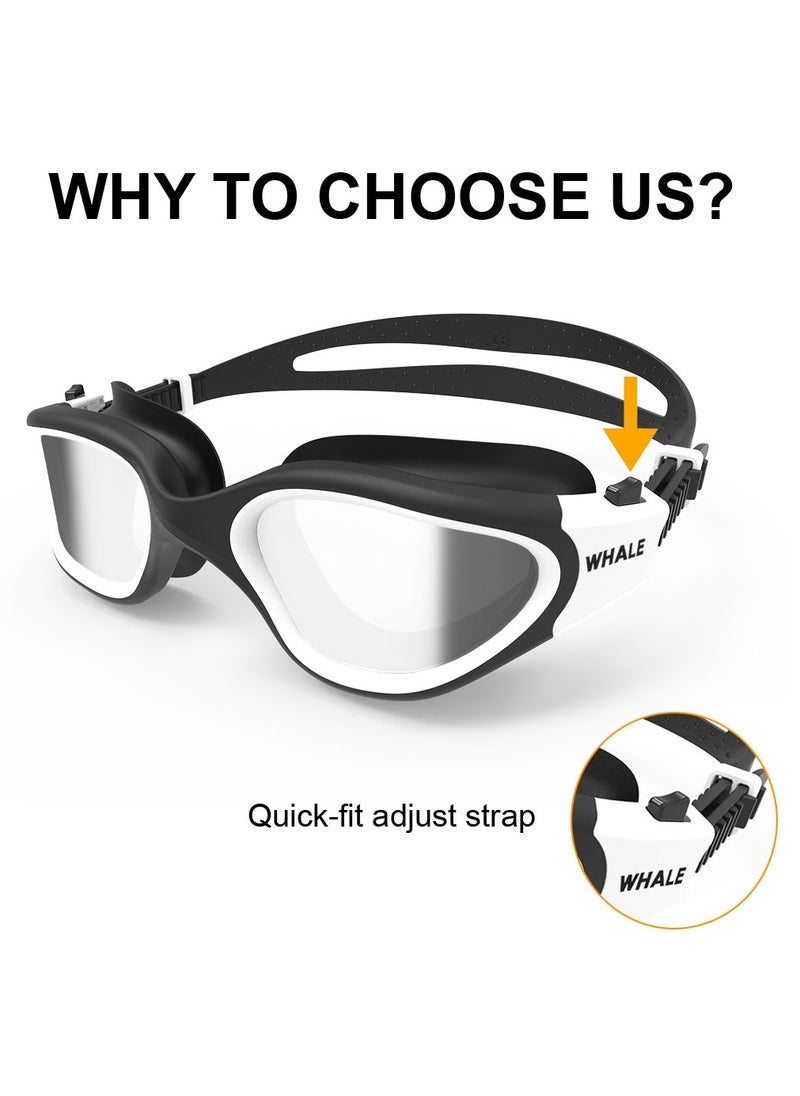 Whale Professional Adult Anti-fog UV protection Lens Men Women Swimming Goggles Waterproof Adjustable Silicone swim (Red) - Image 4