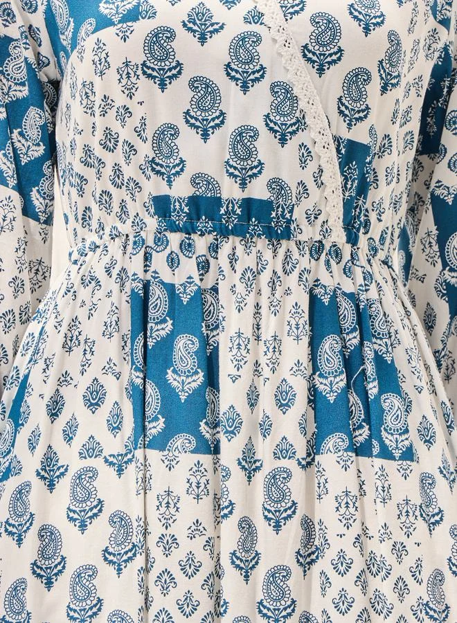 ستايلي Paisley Print A-Line Midi Dress with 3/4 Sleeves
