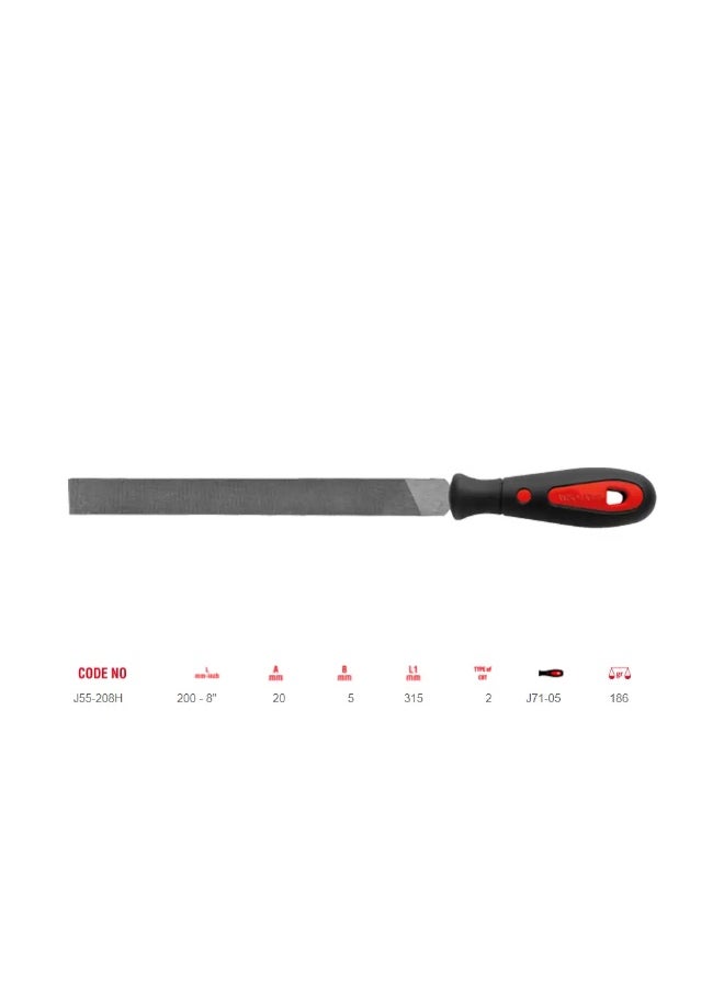Ceta Form Ceta form Flat Hand File with Soft Grip Handle, (Second Cut) Double Cut Surfaces - Length 200mm. - 8" 
