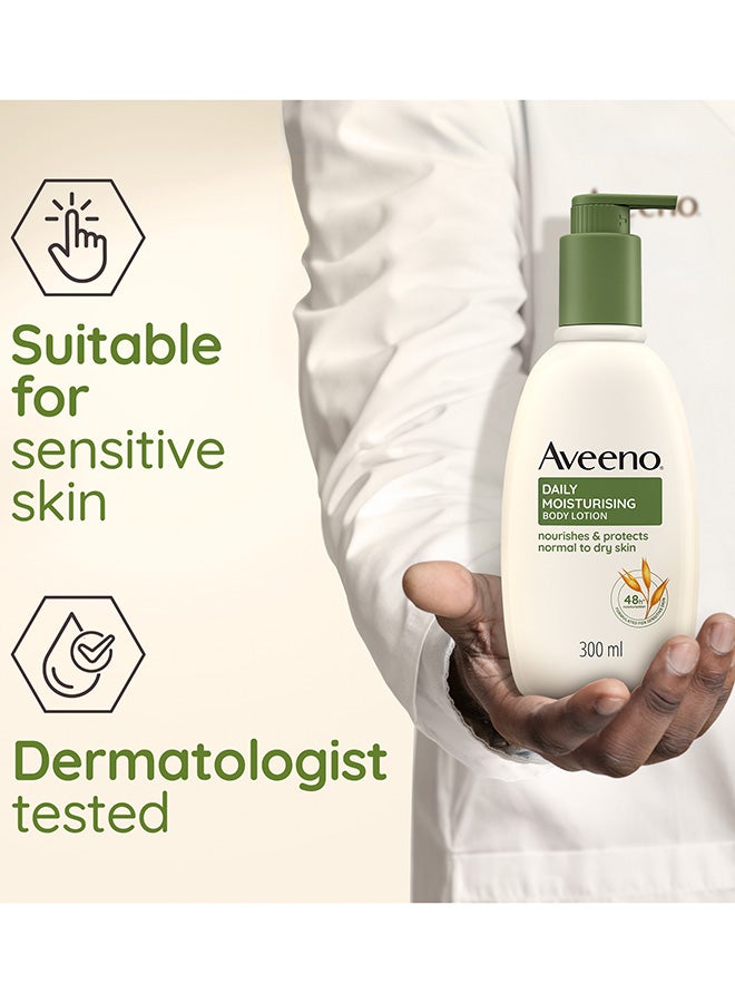 Aveeno Daily Moisturising Body Lotion, With Soothing Oats & Rich Emollients, Suitable For Sensitive Skin, Nourishes and Protects Skin, Fragrance Free, 300ml - Image 4