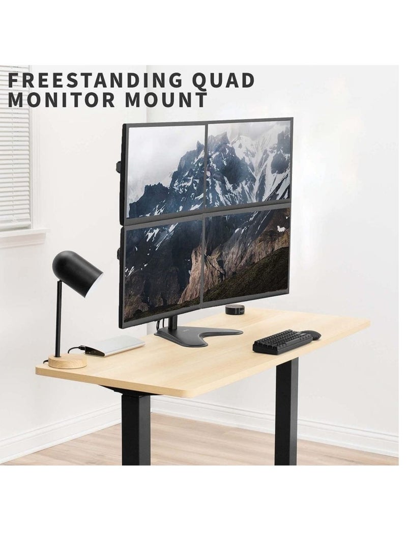 13 to 30 inch Monitor Free-Standing Mount, Fully Adjustable Desk Stand, Holds 4 Flat or Curved Display Screens - Image 5