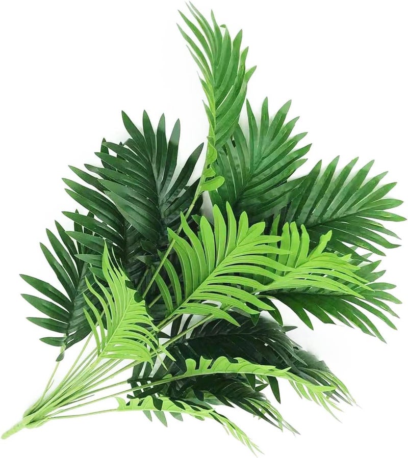 Dekorly Plastic Artificial Palm Plants Leaves Faux Turtle Leaf Fake Monstera Tropical Large Palm Tree Leaves Outdoor Leaf Decorations | 26Inch Plants with Blackpot (Areca Plant) - Image 4