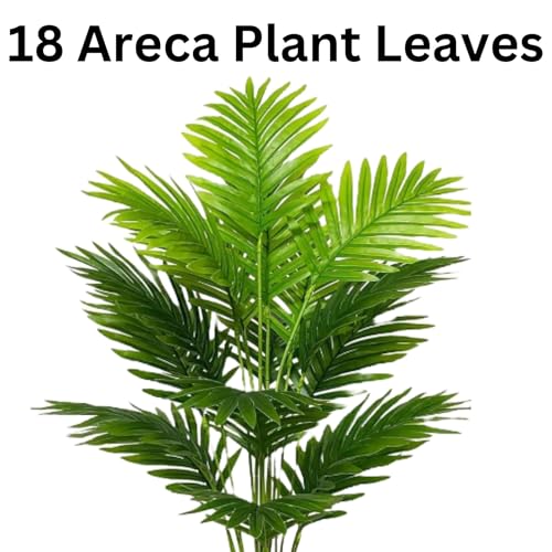 Dekorly Plastic Artificial Palm Plants Leaves Faux Turtle Leaf Fake Monstera Tropical Large Palm Tree Leaves Outdoor Leaf Decorations | 26Inch Plants with Blackpot (Areca Plant) - Image 2