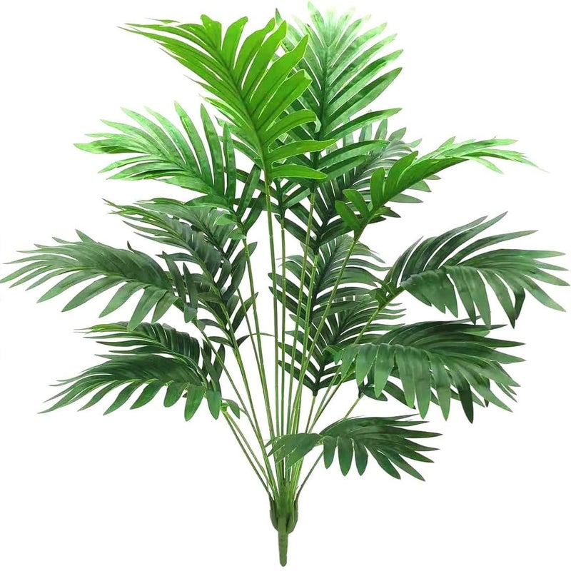 Dekorly Plastic Artificial Palm Plants Leaves Faux Turtle Leaf Fake Monstera Tropical Large Palm Tree Leaves Outdoor Leaf Decorations | 26Inch Plants with Blackpot (Areca Plant) - Image 5