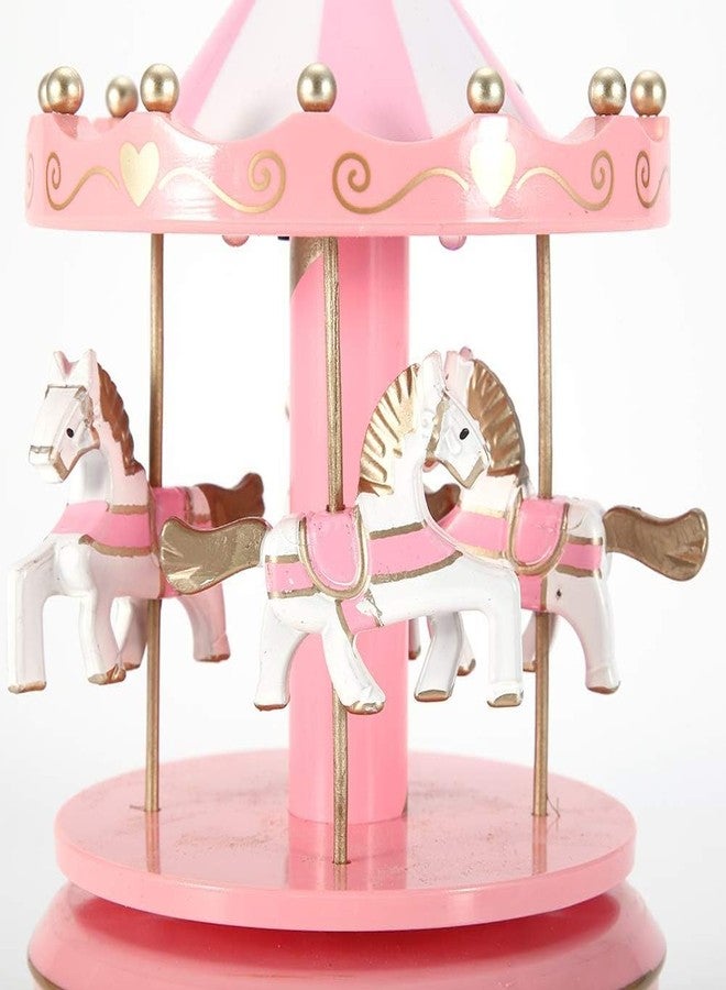 Jamboree!!! Carousel Music Box with Horses - Vintage Rotating Merry-Go-Round, Handcrafted Musical Toy for Girls, Birthday with Love Design (Pink) - Image 4