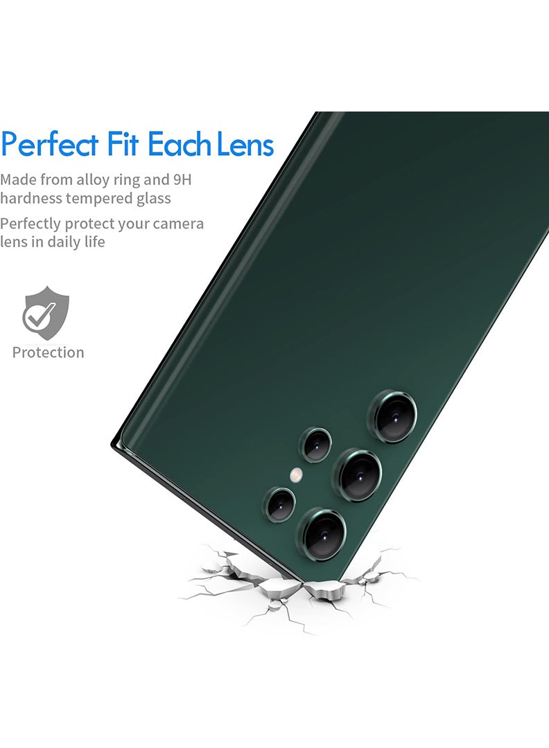 Theodor S23 Ultra 5 Pcs Camera Lens Protector With 9H Tempered HD Glass Camera Cover Anti Scratch Aluminum Alloy Camera Ring, Green - Image 4
