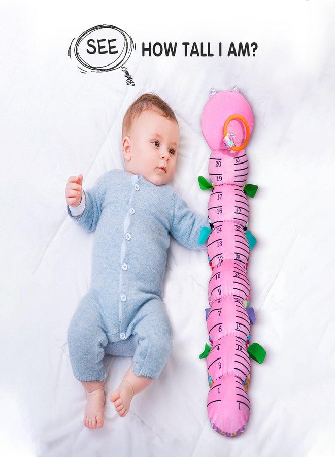 Infinno Baby Musical Stuffed Sensory Toys for Girls and Boys, Infant Soft Security Toys for Newborns 0-3-6-12 Months with Crinkle and Rattles, Caterpillar, Pink - Image 3