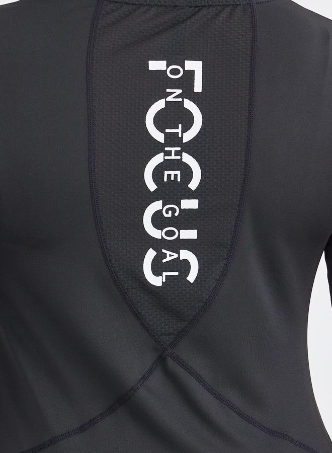 Styli Active Back Text Print Half Zip Up Hooded Top - Image 5