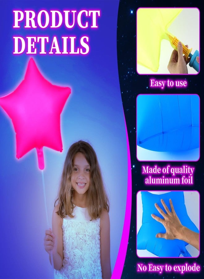 Oitnlaughter 12Pcs Glow in The Dark Party Supply Neon Star Balloons Kit Star Shaped Neon Foil Balloons Blacklight Reactive Balloon for Arche Garland UV Blacklight Birthday Wedding Anniversary Graduation Party - Image 3