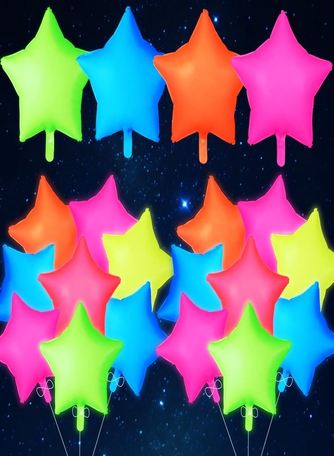 Oitnlaughter 12Pcs Glow in The Dark Party Supply Neon Star Balloons Kit Star Shaped Neon Foil Balloons Blacklight Reactive Balloon for Arche Garland UV Blacklight Birthday Wedding Anniversary Graduation Party - Image 1