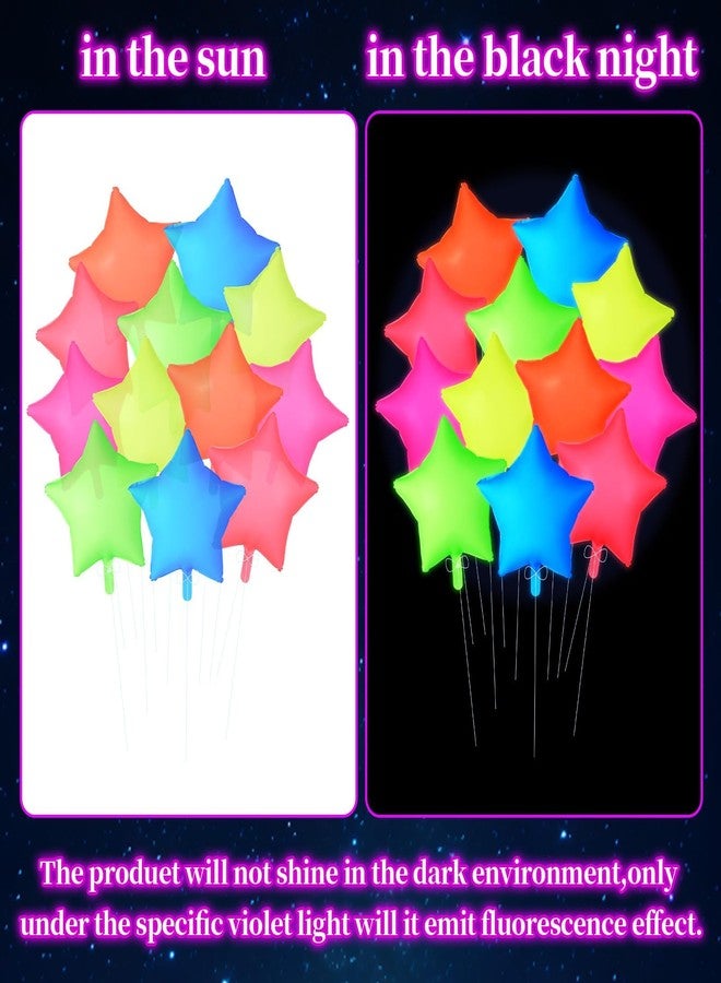 Oitnlaughter 12Pcs Glow in The Dark Party Supply Neon Star Balloons Kit Star Shaped Neon Foil Balloons Blacklight Reactive Balloon for Arche Garland UV Blacklight Birthday Wedding Anniversary Graduation Party - Image 5