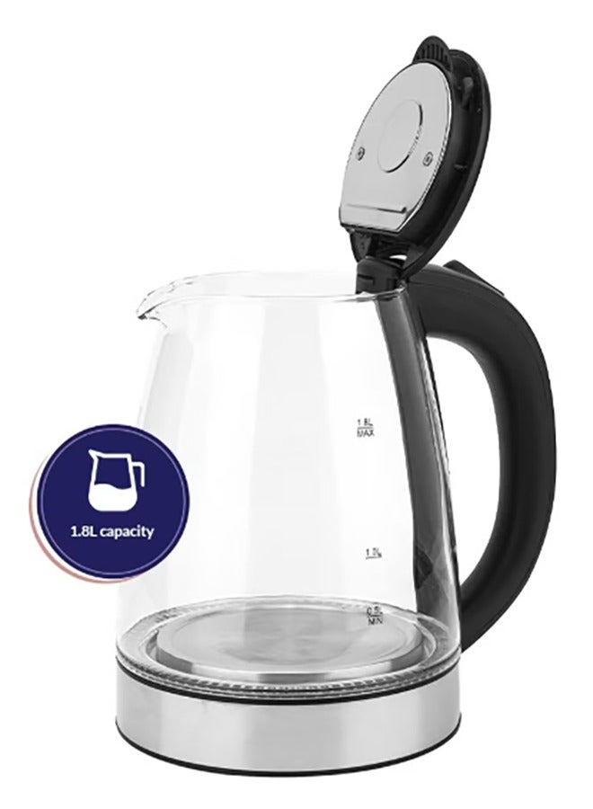 Arrow 1.8L Borosilicate Electric Glass Kettle, 1500W | Fast Boiling | Concealed Stainless Steel Heating Element | Double Layer for Heat Protection | RO-18LKTG - Image 2