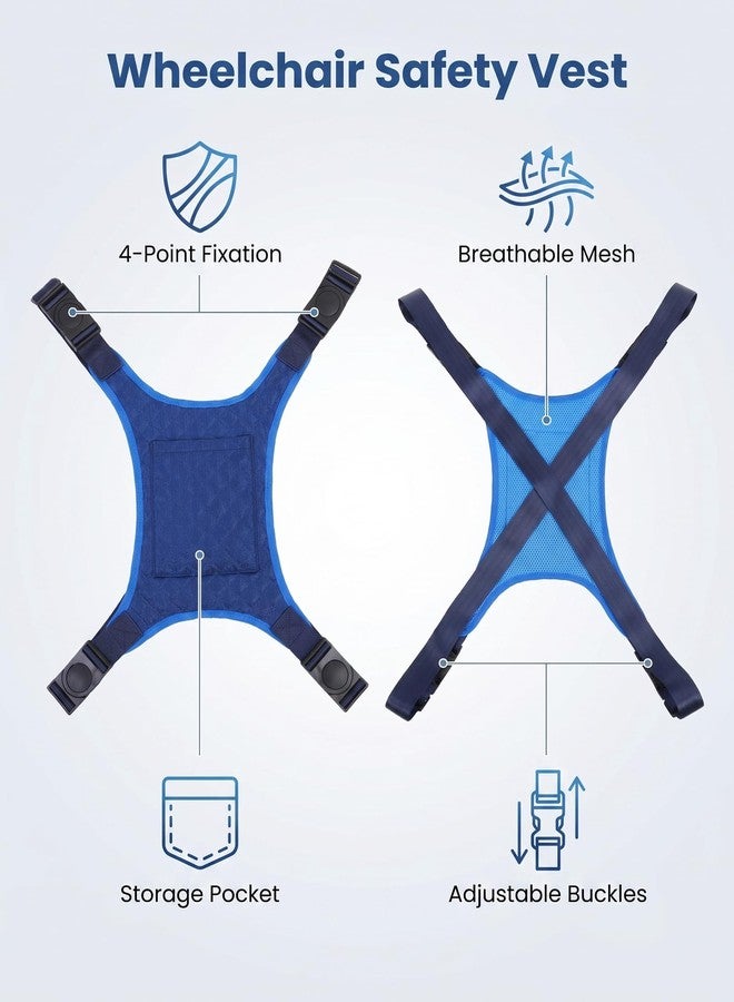 KUAZIDAR Wheelchair Harness Vest with Storage Pocket, Adjustable Torso Support Safety Belt, Breathable Restraint Strap to Prevent Sliding & Falling for Elderly & Disabled Users - Image 2