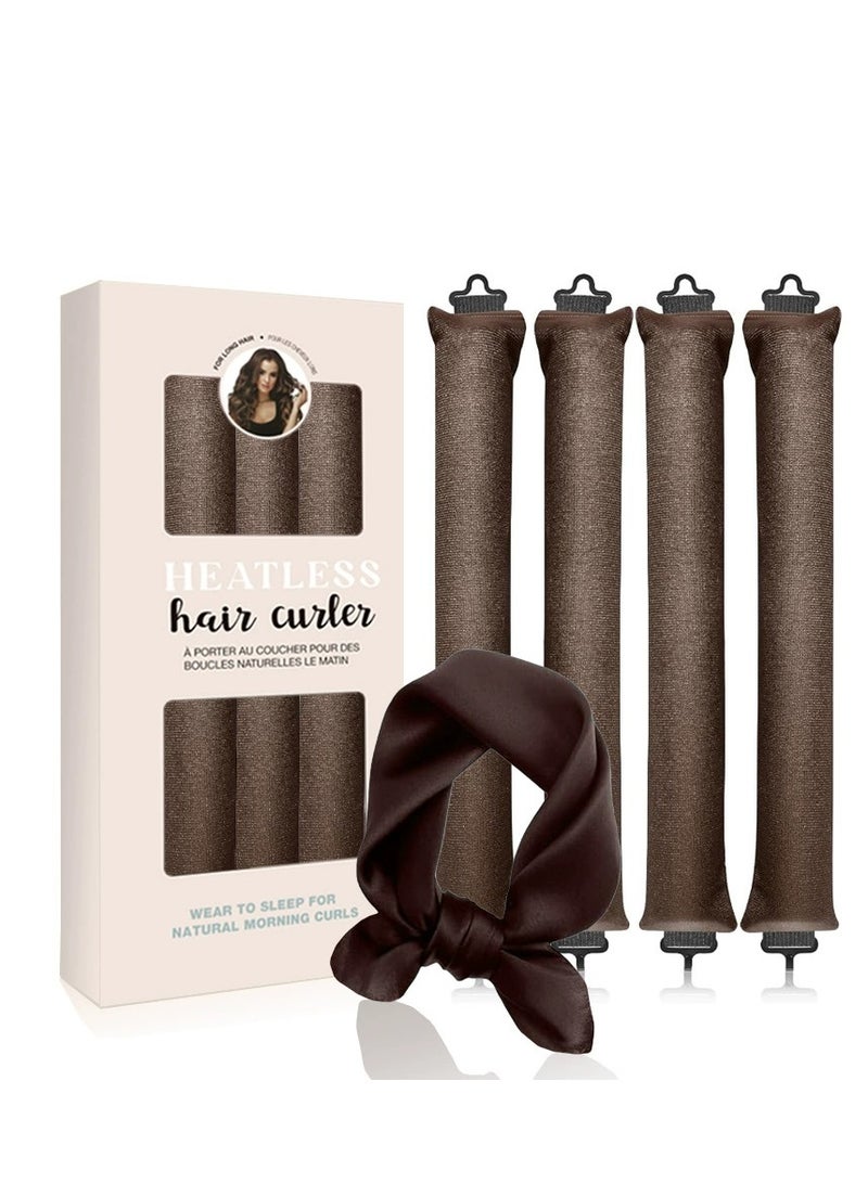 Generic Cybrixus Heatless Hair Curler, Flexi Rods with Hook, Heatless Curling Rod for All Hair Types, No Heat Curlers to Sleep In, Overnight Heatless Curls for Blowout Hair (Coffee) - Image 1