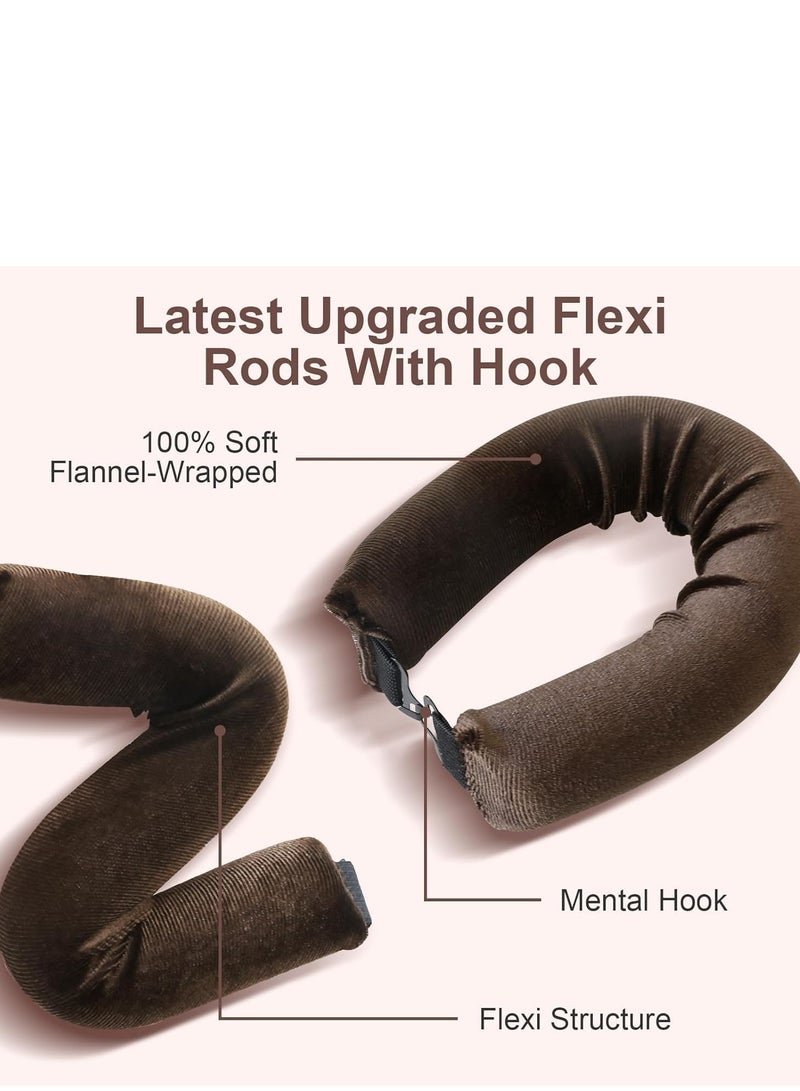 Generic Cybrixus Heatless Hair Curler, Flexi Rods with Hook, Heatless Curling Rod for All Hair Types, No Heat Curlers to Sleep In, Overnight Heatless Curls for Blowout Hair (Coffee) - Image 4