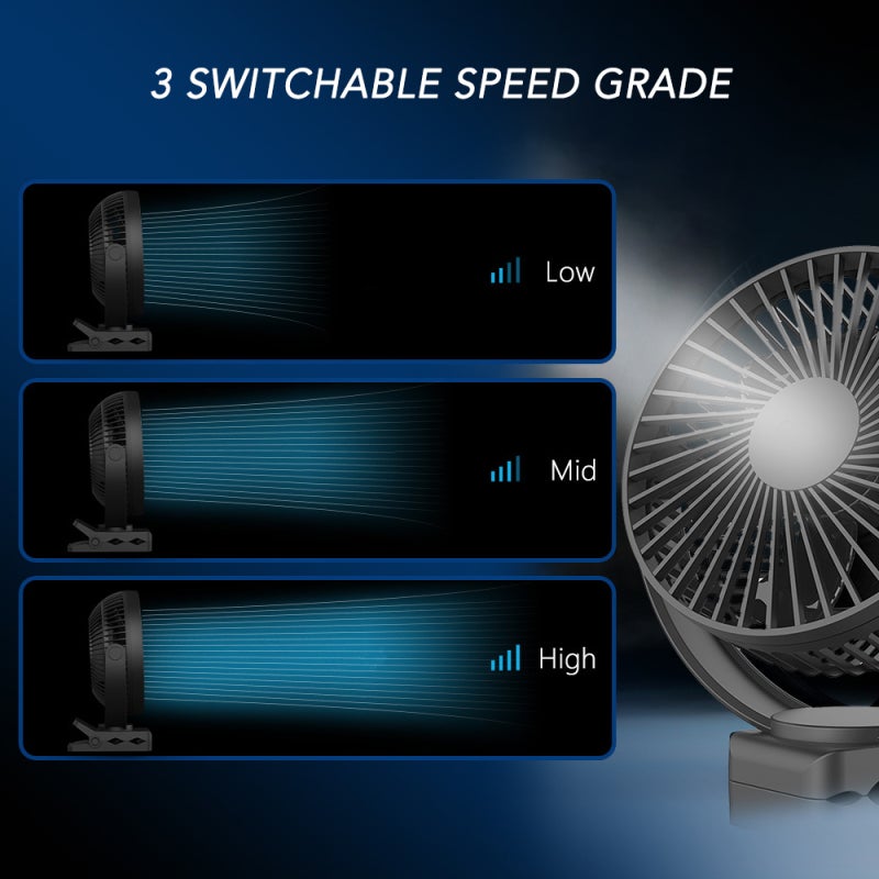 OPOLAR 2 In 1 Fan 5000mAh 2 In 1 Design Clip On Fan - 360° Rotation Hanging Fan for Indoor Outdoor Use - Image 5