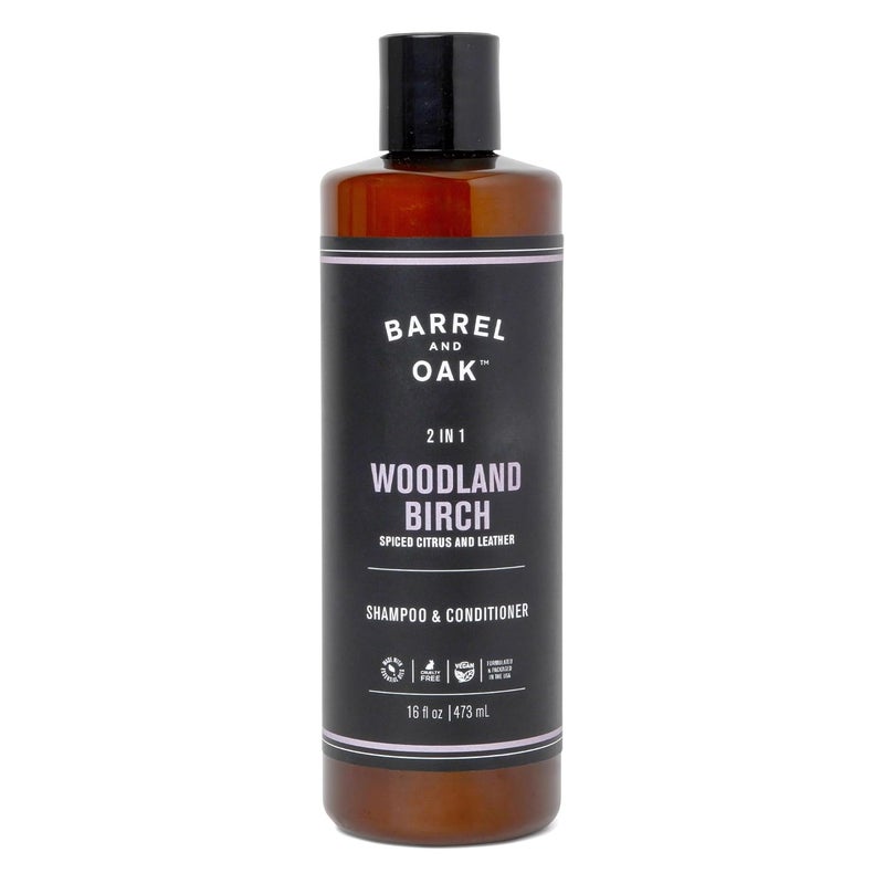 Barrel and Oak  2in1 Shampoo  Conditioner Mens Shampoo  Conditioner Set Hair Care for Men Cleanses Hair  Scalp Natural Moisturizer Essential OilBased Scent Vegan Woodland Birch 16 oz