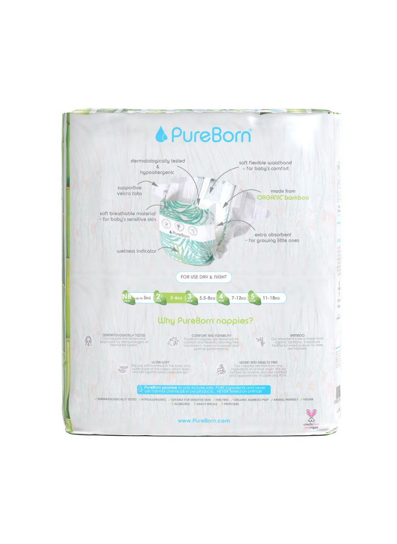 PureBorn Organic Baby Tape Style Diapers Size-2 3-6 kg Daisy Print  - Image 2