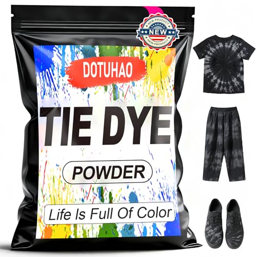 DOTUHAO Tie Dye Powder, Black Tie Dye for Clothes, Fabric Dye, Permanent & Washfast Powder Tie Dyes, Creative Dyes for Clothes (Black,2 OZ) - Image 1