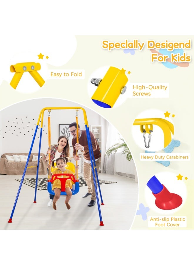 LIODUX 4-in-1 Baby Swing Set and Jumper, Foldable Metal Porch Swings Stand, Heavy Duty Kids Swing Stand, Maximum Weight 90KG, Easy to Assemble, Kids Bouncer for Indoor & Outdoor Playground, Blue - Image 5