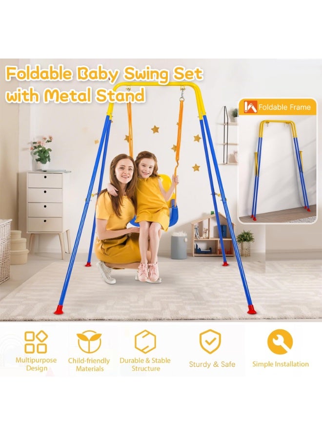 LIODUX 4-in-1 Baby Swing Set and Jumper, Foldable Metal Porch Swings Stand, Heavy Duty Kids Swing Stand, Maximum Weight 90KG, Easy to Assemble, Kids Bouncer for Indoor & Outdoor Playground, Blue - Image 3