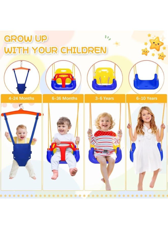 LIODUX 4-in-1 Baby Swing Set and Jumper, Foldable Metal Porch Swings Stand, Heavy Duty Kids Swing Stand, Maximum Weight 90KG, Easy to Assemble, Kids Bouncer for Indoor & Outdoor Playground, Blue - Image 2