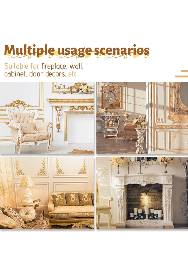 Captaintech 4 Pcs Wood Appliques, Onlays Decorative DIY Wood Appliques and Furniture Unpainted Wood Carved Corner Onlay Applique for Cabinet Door Bed Wardrobe Furniture - Image 4