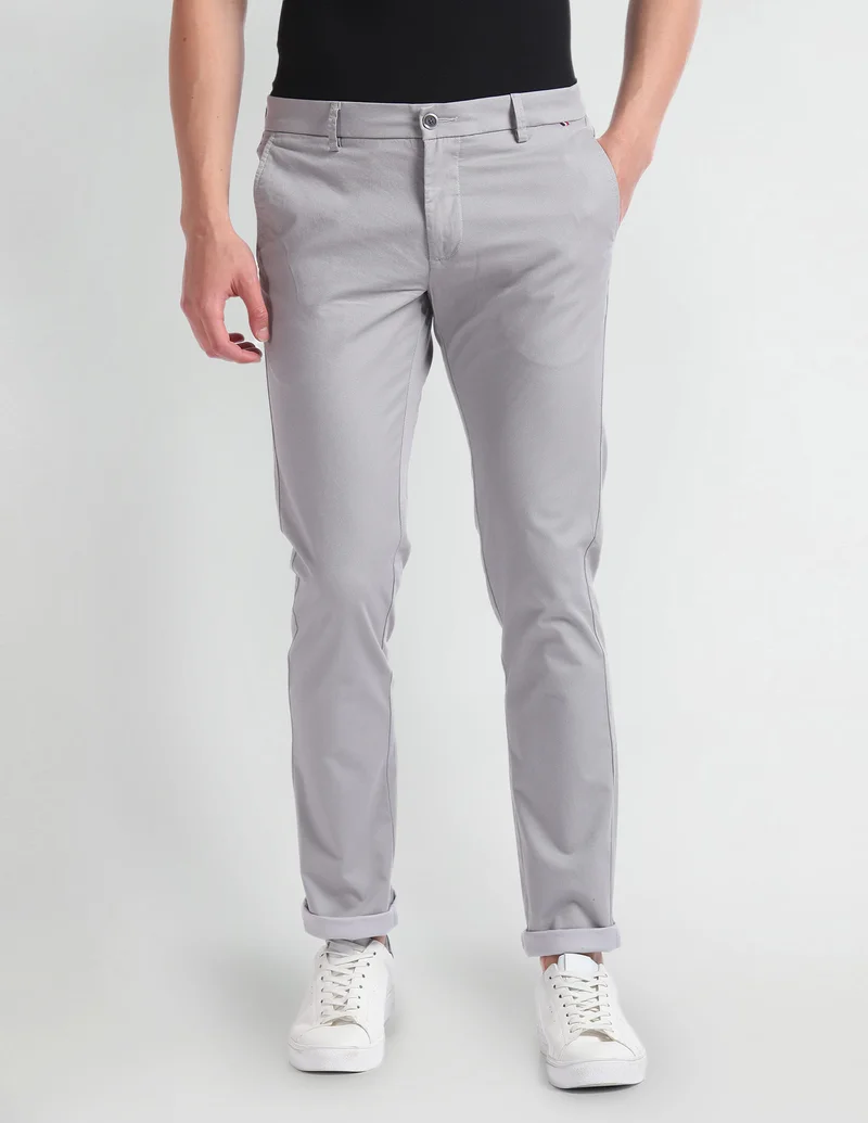 Arrow Grey Geometric Print Smart Flex Trousers for Men | Best Price UAE