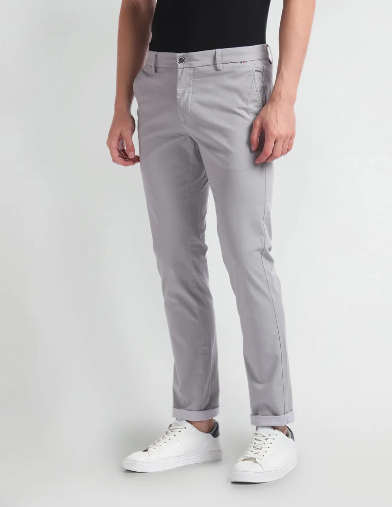 Arrow Grey Geometric Print Smart Flex Trousers for Men | Best Price UAE